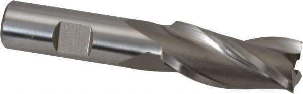 Hertel - 3/4", 1-5/8" LOC, 5/8" Shank Diam, 3-3/4" OAL, 3 Flute, High Speed Steel Square End Mill - Single End, Uncoated, Spiral Flute, 30° Helix, Centercutting, Right Hand Cut, Right Hand Flute - Americas Industrial Supply