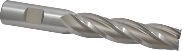 Hertel - 3/4", 3" LOC, 3/4" Shank Diam, 5-1/4" OAL, 4 Flute, High Speed Steel Square End Mill - Single End, Uncoated, Spiral Flute, 30° Helix, Right Hand Cut, Right Hand Flute - Americas Industrial Supply