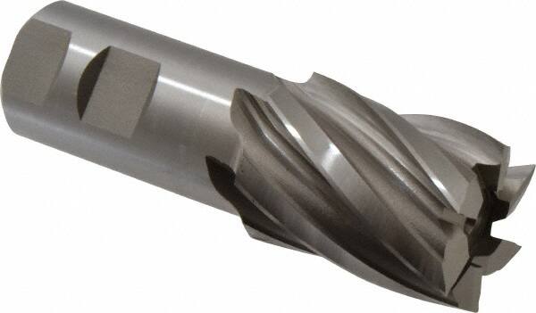 Hertel - 1-1/2", 2" LOC, 1-1/4" Shank Diam, 4-1/2" OAL, 6 Flute, High Speed Steel Square End Mill - Single End, Uncoated, Spiral Flute, 30° Helix, Right Hand Cut, Right Hand Flute - Americas Industrial Supply