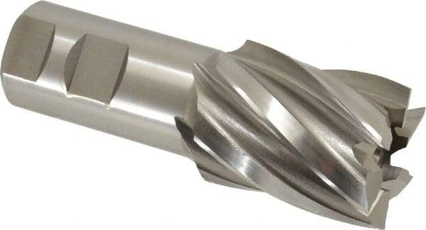 Hertel - 1-5/8", 2" LOC, 1-1/4" Shank Diam, 4-1/2" OAL, 6 Flute, High Speed Steel Square End Mill - Single End, Uncoated, Spiral Flute, 30° Helix, Right Hand Cut, Right Hand Flute - Americas Industrial Supply