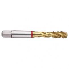 M12x1.0 6H 3-Flute Cobalt Red Ring Semi-Bottoming 40 degree Spiral Flute Tap-TiN - Americas Industrial Supply