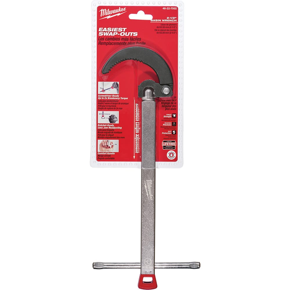 Basin Wrenches; Style: Basin Wrench; Overall Length (Inch): 14.90; Minimum Pipe Capacity: 1/8; Maximum Pipe Capacity (Inch): 2-1/2; Material: Metal; Material: Metal