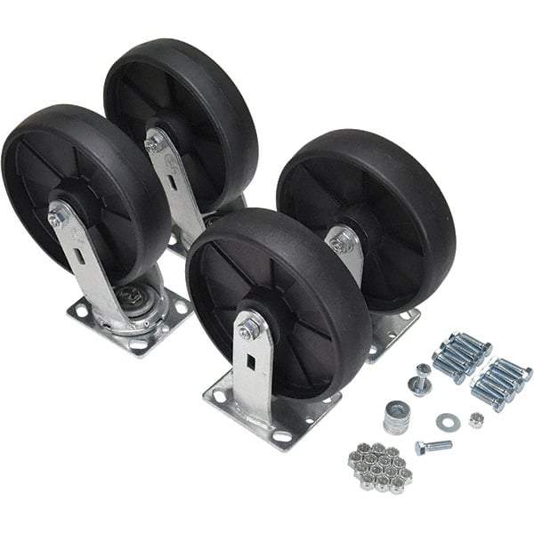 Vestil - 8" Diam x 2" Wide, Glass Filled Nylon (2) Rigid (2) Swivel Caster - 5,000 Lb Capacity, Top Plate Mount, 4" x 4-1/2" Plate - Americas Industrial Supply