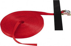 Snap-Loc - 100' Long x 1" Wide, 1,500 Lb Basket Capacity, Polyester & Steel Web Sling - Red, with Cambuckle Tie Down - Americas Industrial Supply