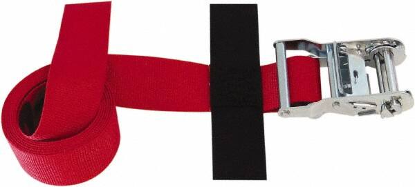 Snap-Loc - 8' Long x 2" Wide, 4,400 Lb Basket Capacity, Polyester & Steel Web Sling - Red, with Ratchet Tie Down - Americas Industrial Supply