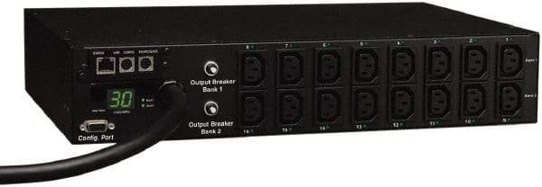 Tripp-Lite - 16 Outlets, 208/240 Volts, 30 Amps, 10' Cord, Power Outlet Strip - Rack Mount, 5-15/20R NEMA Configuration, 19" Strip - Americas Industrial Supply