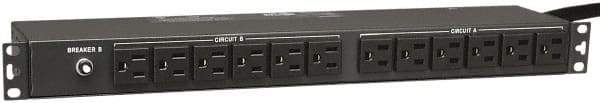 Tripp-Lite - 24 Outlets, 120 VAC30 Amps, 15' Cord, Power Outlet Strip - Rack Mount, 5-15/20R NEMA Configuration, 19" Strip - Americas Industrial Supply