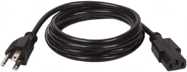 Tripp-Lite - 10', 18/3 Gauge/Conductors, Black Indoor Replacement Cord - 0 Receptacles, 10 Amps, 120 VAC, UL SJT, NEMA 5-15P - Americas Industrial Supply