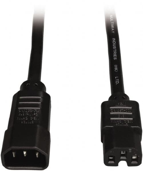 Tripp-Lite - 6', 14/3 Gauge/Conductors, Black Indoor Replacement Cord - 0 Receptacles, 15 Amps, 120 VAC, UL SJT, NEMA IEC-320 - Americas Industrial Supply