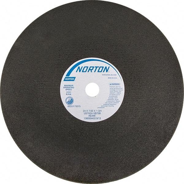 Norton - 24" Aluminum Oxide Cutoff Wheel - 7/32" Thick, 1-3/4" Arbor - Americas Industrial Supply