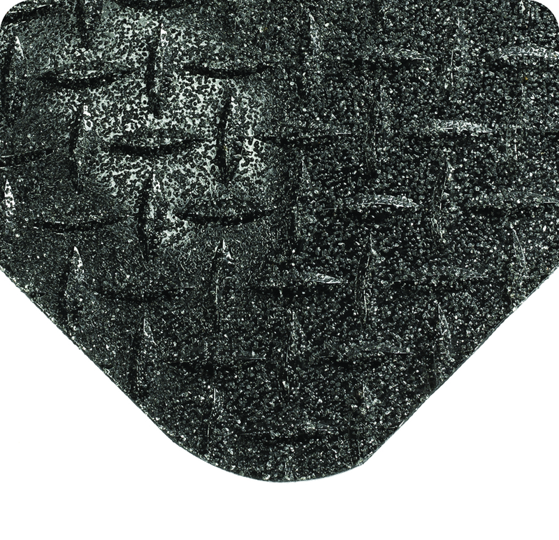 Diamond Plate with GritWorks Floor Mat - 3' x 5' x 15/16" Thick - (Black Diamond Plate Sponge Cote Coating) - Americas Industrial Supply
