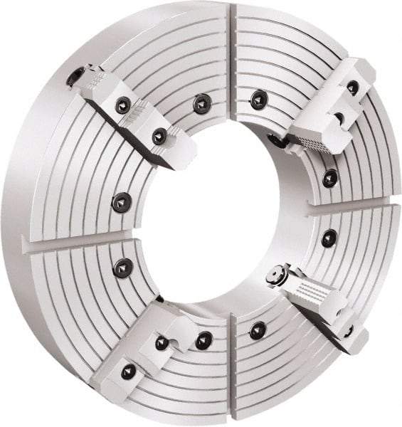 Samchully - 4 Jaw, 250mm Diam, Independent Manual Lathe Chuck - Plain Back Mount, Adjustable, 55mm Through Hole Diam, Cast Iron (Semi-Steel) - Americas Industrial Supply