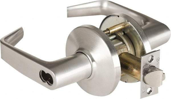 Stanley - Grade 1 Classroom Lever Lockset - 2-3/4" Back Set, Zinc, Satin Chrome Finish - Americas Industrial Supply