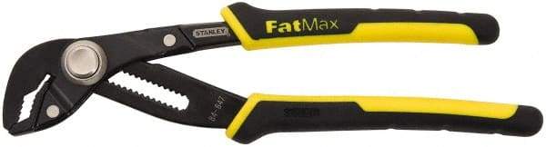 Stanley - 12" OAL, 1-3/4" Jaw Length, 17 Position Groove Joint Tongue & Groove Pliers - Combination (Serrated/Smooth) V-Jaws, Ergonomic Bi-Material Handles - Americas Industrial Supply