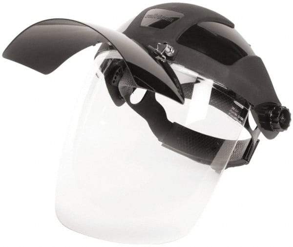 Sellstrom - Nylon Black Ratchet Adjustment, Welding Face Shield & Headgear Set - 12-1/8" Wide x 9" High x 0.06" Thick, Anti-Fog, Clear Window - Americas Industrial Supply