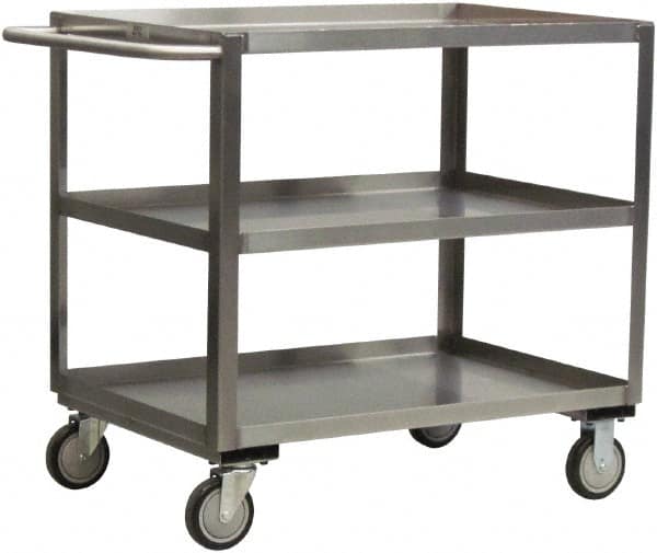 Jamco - 1,200 Lb Capacity, 24" Wide x 18" Long x 39" High Shelf Cart - 3 Shelf, Stainless Steel - Americas Industrial Supply