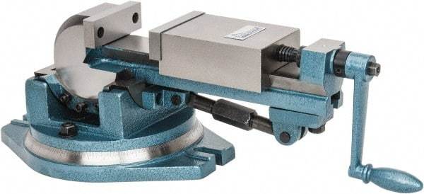 Gibraltar - 4" Jaw Width, 4-11/64" Jaw Opening Capacity, 3-Way Angle Swivel Machine Vise - Manual Operation, 1 Station, 20" Long x 7.28" High x 1-1/2" Deep, Cast Iron - Americas Industrial Supply
