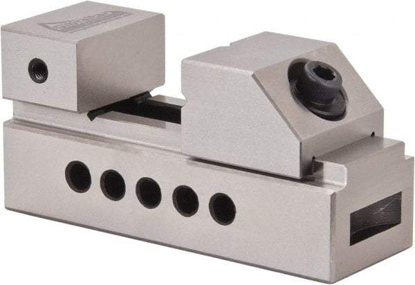 Gibraltar - 1-27/64" Jaw Width, 1-1/2" Jaw Opening Capacity, 0.91" Jaw Height, Toolmaker's Vise - Flat Jaw, 0.003" Parallelism, 0.005" Squareness, 100mm OAL x 1.89" OAH - Americas Industrial Supply