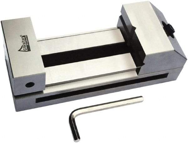 Gibraltar - 3-15/32" Jaw Width, 5" Jaw Opening Capacity, 1.57" Jaw Height, Toolmaker's Vise - Flat Jaw, 0.003" Parallelism, 0.005" Squareness, 195mm OAL x 3-5/32" OAH - Americas Industrial Supply