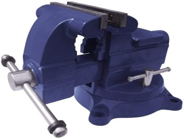 Gibraltar - 6-1/2" Jaw Width x 5-1/2" Jaw Opening Capacity, 3-11/16" Throat Depth, Bench & Pipe Combination Vise - 1/8 to 2-1/2" Pipe Capacity, Swivel Base, Bolt Down Attachment, Ductile Iron - Americas Industrial Supply