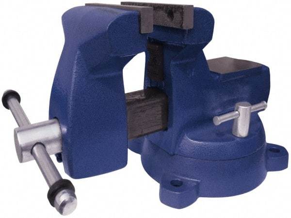 Gibraltar - 5" Jaw Width x 5-1/4" Jaw Opening Capacity, 3-3/4" Throat Depth, Bench & Pipe Combination Vise - 1/4 to 2-1/2" Pipe Capacity, Swivel Base, Bolt Down Attachment, Ductile Iron - Americas Industrial Supply