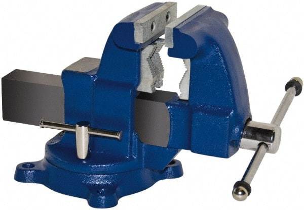 Gibraltar - 5-1/2" Jaw Width x 5" Jaw Opening Capacity, 4-1/2" Throat Depth, Bench & Pipe Combination Vise - 1/8 to 2-1/2" Pipe Capacity, Swivel Base, Bolt Down Attachment, Ductile Iron - Americas Industrial Supply
