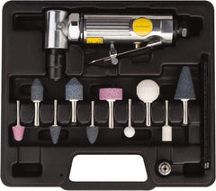 Value Collection - 1/4" Spindle, 22,000 RPM, 90° Angle Handle, Air Die Grinder Set - 4 CFM Air Consumption, 90 psi, 1/4" Inlet, 0.3 hp - Americas Industrial Supply