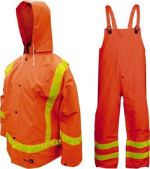 Viking - Size 3XL, High Visibility Orange, Chemical, Rain, Flame Resistant/Retardant Three Piece Suit - 55" Chest, Detachable Hood, Take Up Snaps Ankle, Take Up Snaps Wrist - Americas Industrial Supply