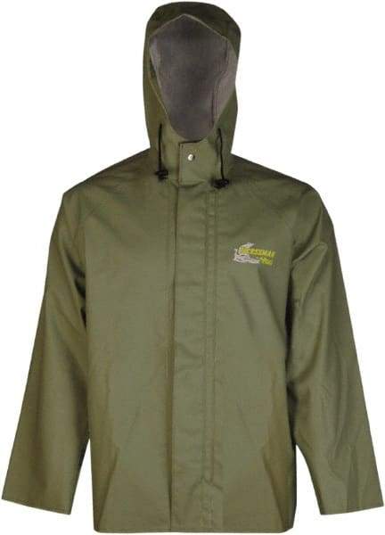 Viking - Size S, Green, Chemical, Rain, Wind Resistant Jacket - 37" Chest, Attached Hood - Americas Industrial Supply