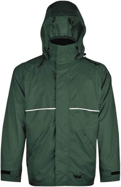 Viking - Size 2XL, Green, Rain, Wind Resistant Jacket - 51" Chest, 3 Pockets, Detachable Hood - Americas Industrial Supply