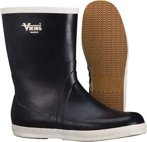 Viking - Men's Size 3 Medium Width Rubber Wader - White, Navy, Rubber Upper, Nitrile Rubber Outsole, 10" High, Non-Slip, Waterproof - Americas Industrial Supply