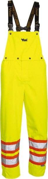 Viking - Size L, High Visibility Yellow, Rain, Wind Resistant Bib Overall - No Pockets - Americas Industrial Supply