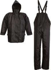 Viking - Size S, Black, Rain Three Piece Suit - Detachable Hood, Hook & Loop Ankle, Hook & Loop Wrist - Americas Industrial Supply