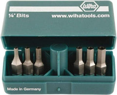 Wiha - 10 Piece, 1/4" Drive Screwdriver Tamperproof Bit Set - 3/32 to 3/16" Hex - Americas Industrial Supply