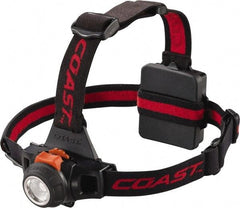 Coast Cutlery - White LED Bulb, 330 Lumens, Hands-free Flashlight - Black, Red Plastic Body, 3 AA Batteries Included - Americas Industrial Supply