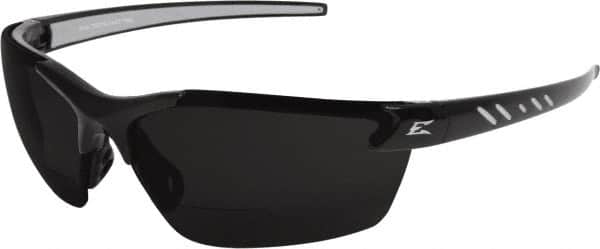 Edge Eyewear - +2, Smoke Gray Lenses, Scratch Resistant, Framed Magnifying Safety Glasses - UV Protection, Black/Gray Nylon Frame, ANSI, MCEPS - Americas Industrial Supply