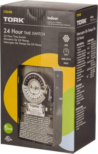 TORK nsi - 20 min to 22 hr Indoor Analog Mechanical Timer Switch - 12 On/Off, 208 to 277 Volts, 60 Hz, 11,080 Watts, 12 Modes - Americas Industrial Supply