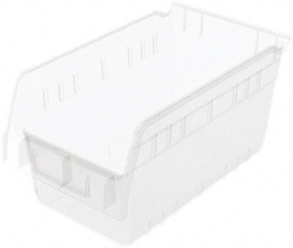 Akro-Mils - 11-5/8" Deep, Clear Polymer Hopper Shelf Bin - 6" High x 6-5/8" Wide x 11-5/8" Long - Americas Industrial Supply