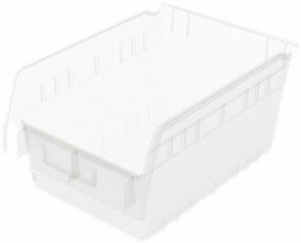 Akro-Mils - 11-5/8" Deep, Clear Polymer Hopper Shelf Bin - 6" High x 8-3/8" Wide x 11-5/8" Long - Americas Industrial Supply