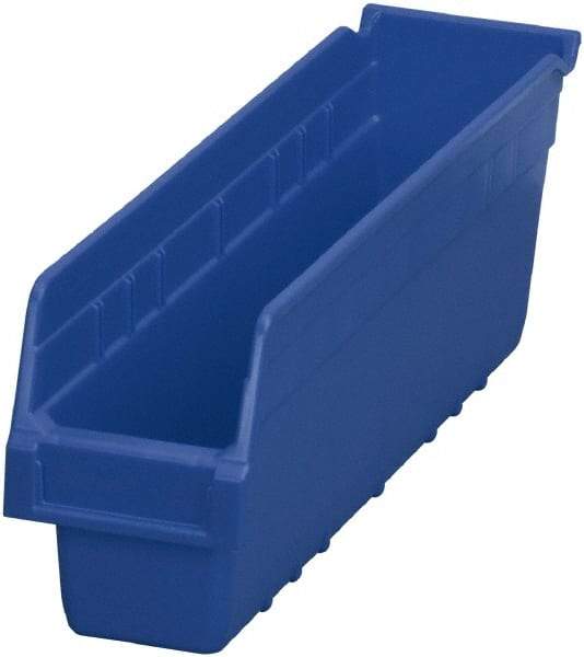 Akro-Mils - 17-7/8" Deep, Blue Polymer Hopper Shelf Bin - 6" High x 4-1/8" Wide x 17-7/8" Long - Americas Industrial Supply