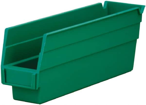 Akro-Mils - 54 Lb. Load Capacity, 11-5/8" Deep, Green Hopper Shelf Bin - 4" High x 2-3/4" Wide x 11-5/8" Long - Americas Industrial Supply