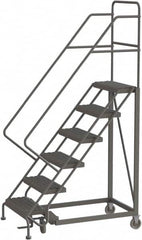 TRI-ARC - 96" 6 Step Configurable Rolling Ladder - 50° Incline, 450 Lb Capacity, 60" Platform Height, 35" Base Width x 50" Base Depth, Serrated - Americas Industrial Supply