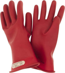Ansell - Class 00, Size 9, 11" Long, Rubber Lineman's Glove - 2,500 AC Max Use Voltage, 500 AC Test Voltage, Red, ASTM D120 - Americas Industrial Supply