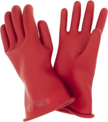Ansell - Class 0, Size 9, 11" Long, Rubber Lineman's Glove - 5,000 AC Max Use Voltage, 1,000 AC Test Voltage, Red, ASTM D120 - Americas Industrial Supply