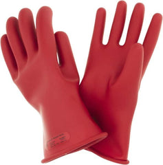 Ansell - Class 0, Size 10, 11" Long, Rubber Lineman's Glove - 5,000 AC Max Use Voltage, 1,000 AC Test Voltage, Red, ASTM D120 - Americas Industrial Supply