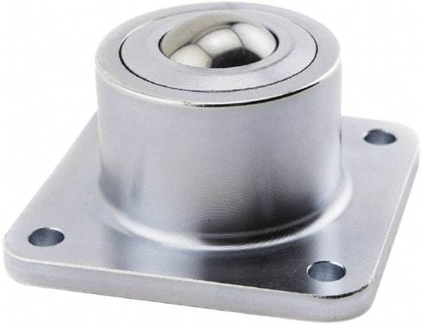 Hudson Bearing - 1.1875 Inch Diameter, Square, Stainless Steel Ball Transfer - 1.7813 Inch Mount Height, 750 Lb. Capacity - Americas Industrial Supply
