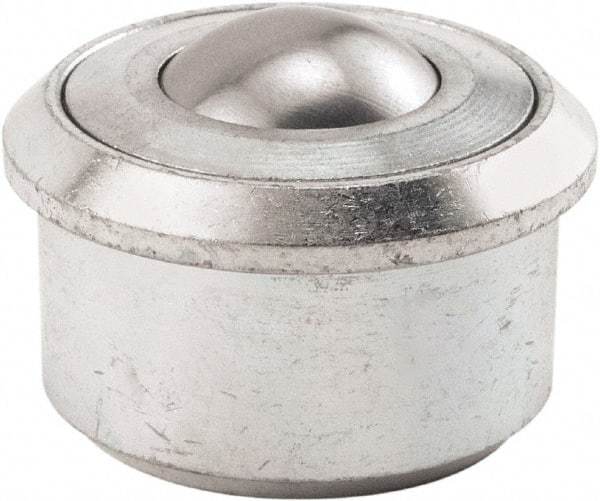 Hudson Bearing - 1.1875 Inch Diameter, Round, Stainless Steel Ball Transfer - 2 Inch Overall Diameter, 1/2 Inch Mount Height, 750 Lb. Capacity - Americas Industrial Supply