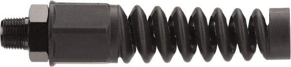 Legacy - Black Anodized Aluminum Air Hose End Fitting & Air Hose Bend Restrictor - 3/8 MNPT - Americas Industrial Supply