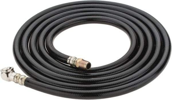PRO-SOURCE - 1/4" ID x 1/2" OD 10' Long Air Tank Hose - Tire Chuck Ends, 300 Working psi, 158°, 1/4" Fitting, Black - Americas Industrial Supply