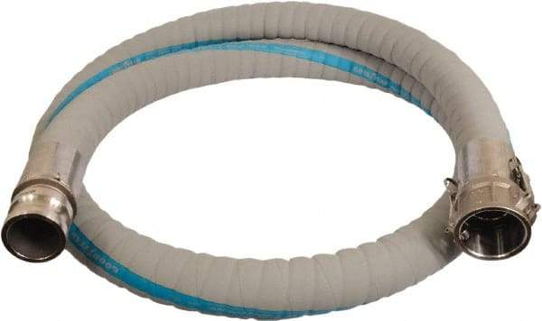 Continental ContiTech - 1-1/2" Inside x 2-1/50" Outside Diam, 220°F, Male x Female Camlock Food & Beverage Hose - 2.3" Bend Radius, Gray, 20' Long, 250 Max psi, 29 Vacuum Rating - Americas Industrial Supply